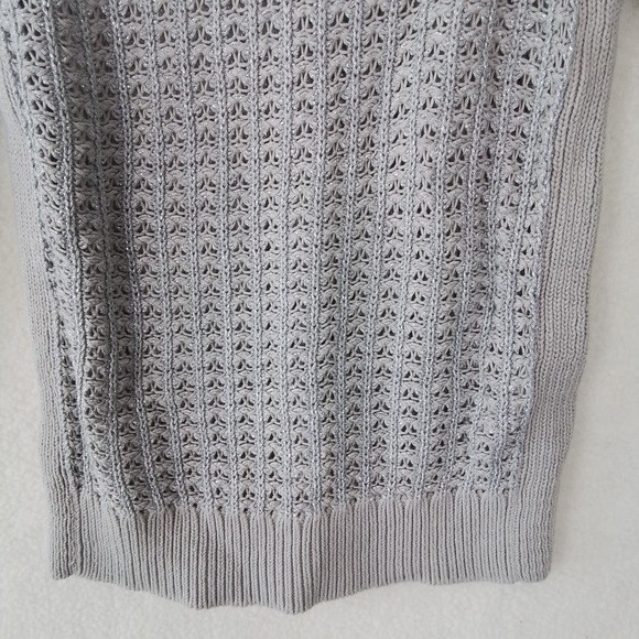 Loft Open Knit Sweater Size Small in Beige w/ Metallic Silver Threads - Picture 7 of 11